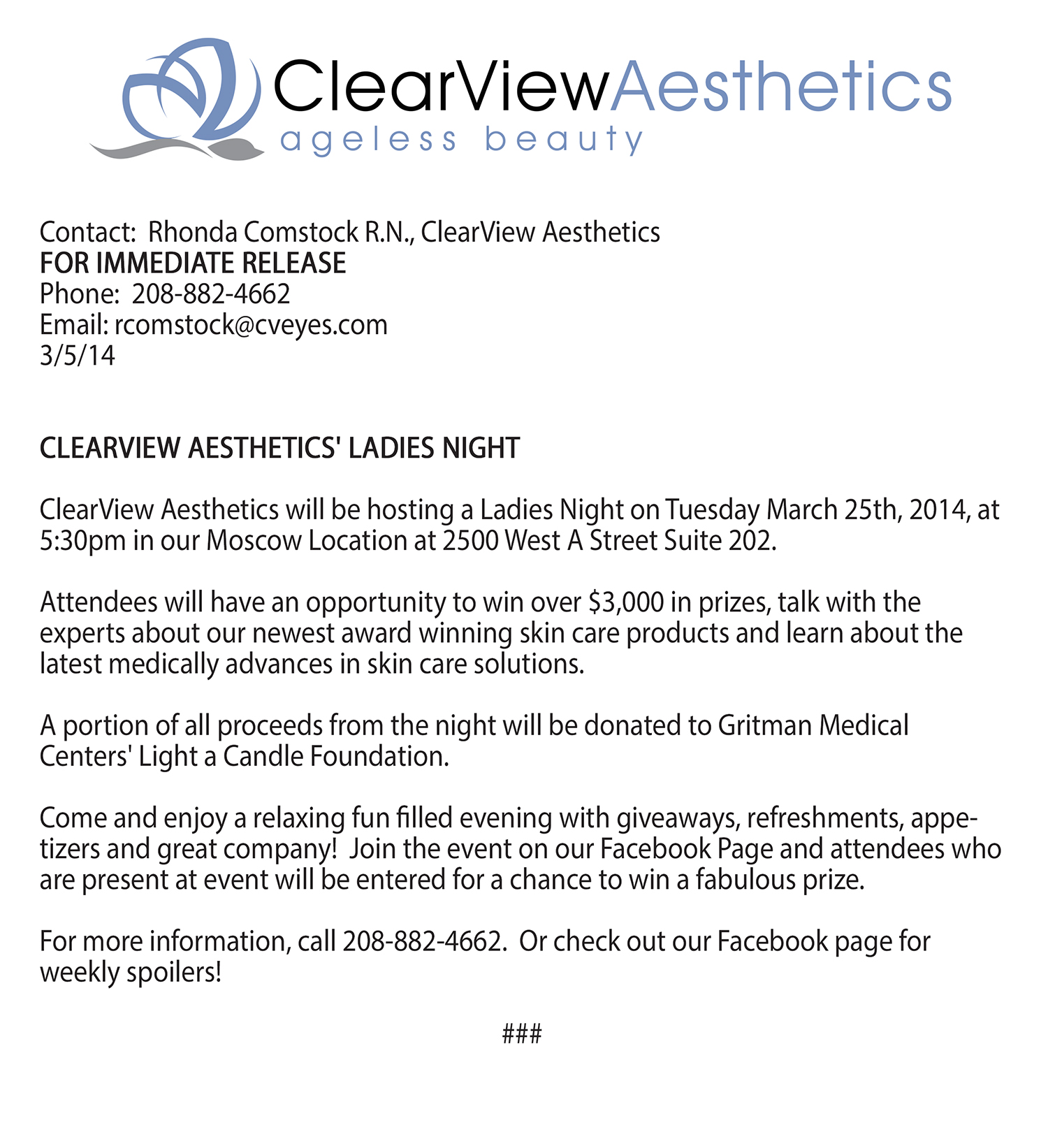 Ladies Night Press Release March 2014